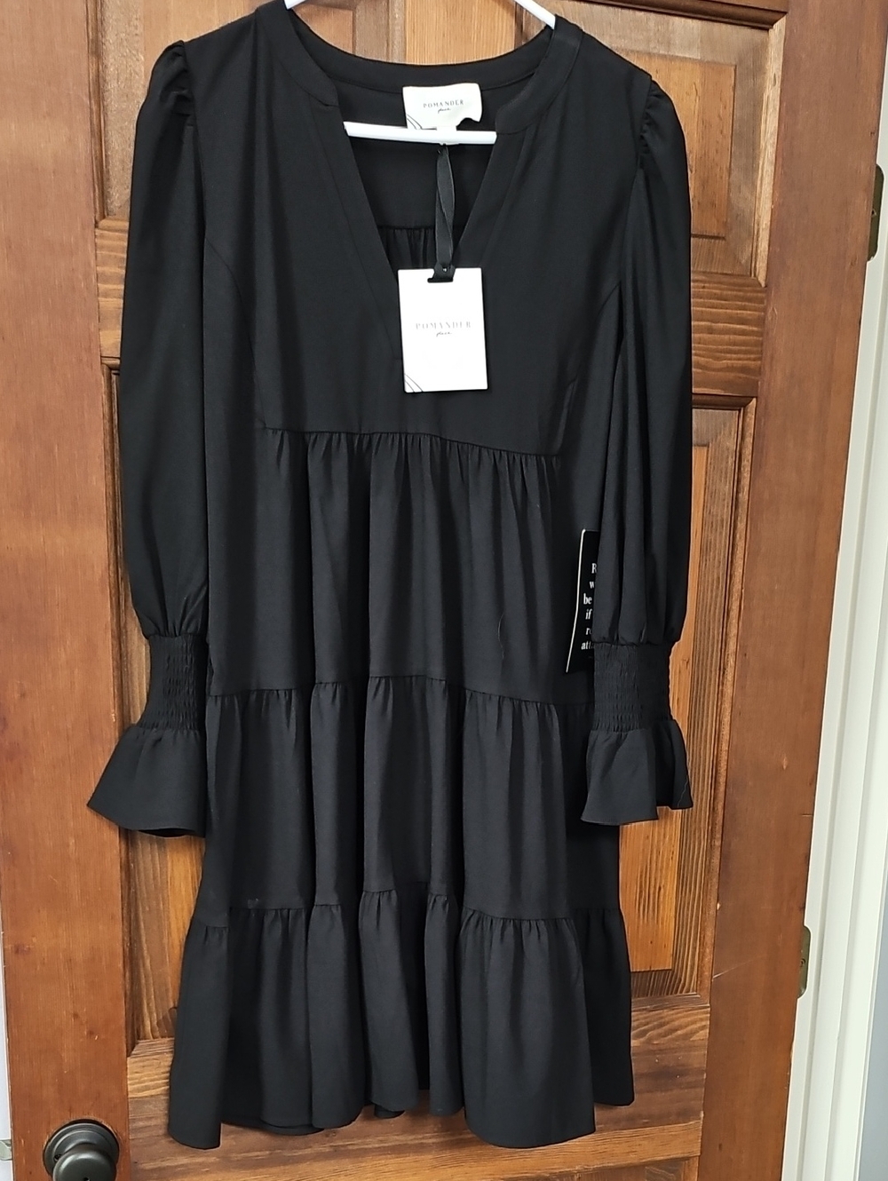 Tuckernuck Black Tiered Long-Sleeve Smocked-Cuff Dress